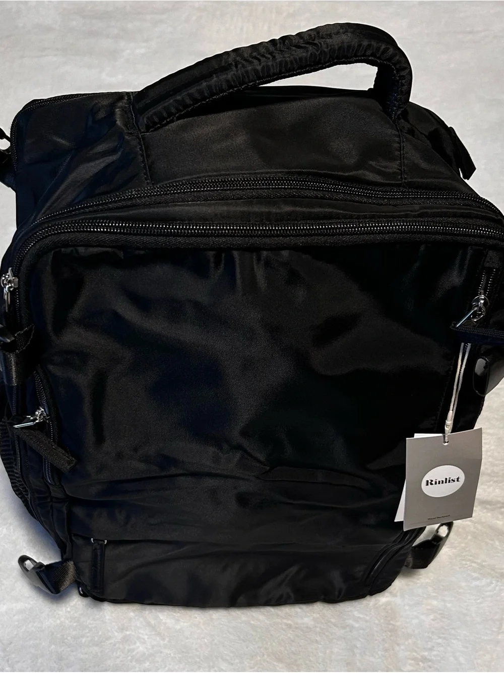 Men's Black Nylon Backpack with Padded Straps